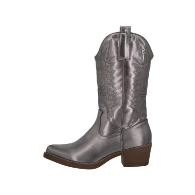 Abbildung von Elara Damen Cowboy Stiefel Biker Boots Chunkyrayan 301 A32P Gun PU 37