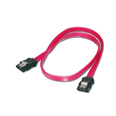 Abbildung von DIGITUS SATA III Anschlusskabel L Typ Buchse/Buchse 0.5m 6 Gbit/s mit Verriegelung 3 Datenkabel passend für HDDs, SSDs oder optische Laufwerke Rot