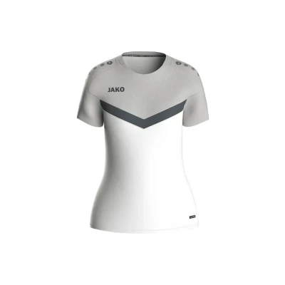 Abbildung von JAKO ICONIC T Shirt Weiß, Soft Grey, Anthra Light, Gr.34 Funktionsshirt Damen Kurzarm, Nachhaltiges Sport aus 100% recyceltem Polyester, Feuchtigkeitstransportierend und atmungsaktiv