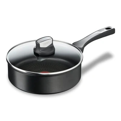 Abbildung von Tefal G25932 Unlimited On Schmorpfanne 24 cm mit kratzfester Titanium Antihaft Beschichtung Thermo Signal PFOA frei geeignet für alle Herdarten, auch Induktionsherde schwarz