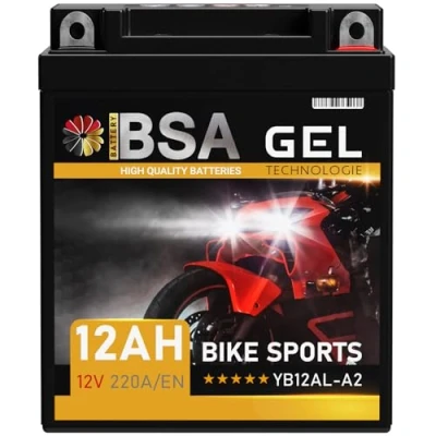 Abbildung von BSA YB12AL A2 GEL Motorradbatterie 12V 12Ah 220A/EN Batterie doppelte Lebensdauer entspricht 51213 GEL12 12AL A vorgeladen auslaufsicher wartungsfrei ersetzt 10Ah