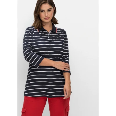 Abbildung von Sheego Poloshirt, Damen, Größe: 40/42, Nachtblau gestreift