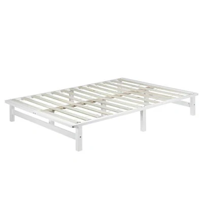 Abbildung von Homestyle4u 1966, Holzbett Palettenbett 140x200 cm, Bettgestell mit Lattenrost, Weiß, Kiefer Massivholz
