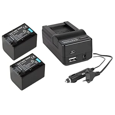 Abbildung von 3in1 SET für den Sony FDR AX53 Ultra HD Camcorder 2 PREMIUM Akkus NP FV70 (1600mAh) + 4in1 Ladegerät (für USB, microUSB, 220V und Auto)