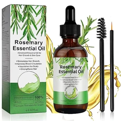 Abbildung von Rosmarinöl Haare, ätherisches öl für das Wachstum von Augenbrauen und Wimpern, Stimuliert Haarwachstum, Stärkt Haar, Nährt die Kopfhaut, Frauen Männer, 60 ml
