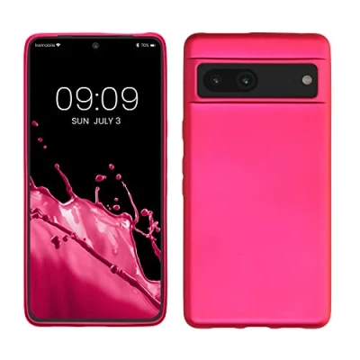 Abbildung von kwmobile Case kompatibel mit Google Pixel 7 Hülle Schutzhülle aus Silikon metallisch schimmernd Handyhülle Metallic Pink