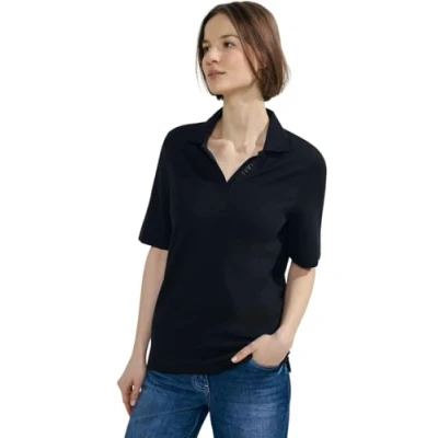 Abbildung von Cecil Poloshirt, Damen, Größe: Medium, Schwarz