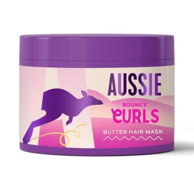 Abbildung von Aussie Bouncy Curls Maske, lockiges Haar, Jojoba Öle, Macadamianuss und Kokosnuss