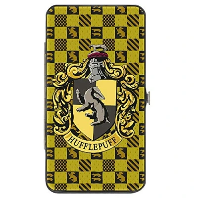 Abbildung von Buckle Down Damen Scharnier mit Schnalle Harry Potter Hufflepuff Wappen/Heraldry Checkers Gold/Schwarz Geldbörse, Mehrfarbig, 7 x 4 US, Mehrfarbig