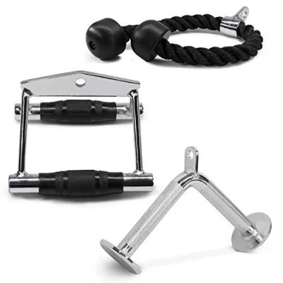 Abbildung von Yes4All Unisex Cable attachment, F. Doppel D Griff + Trizepsseil V förmige Stange, Standard EU