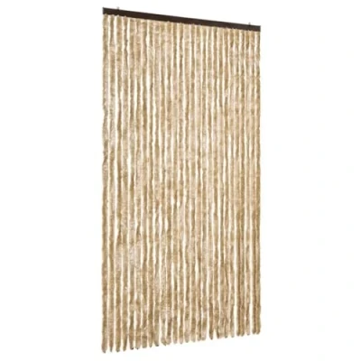 Abbildung von vidaXL Insektenschutz Vorhang Flauschvorhang Plüschvorhang Türvorhang Fadenvorhang Fliegenschutz Wohnwagen Camping Beige 118x220 cm Chenille