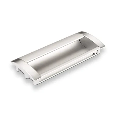 Abbildung von SO TECH® Möbelgriff Einlassgriff Muschelgriff EL 03 Silber eloxiert / Chrom poliert, wird in die Front eingefräst