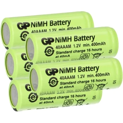 Abbildung von 5er Sparset GP Akku 2/3 AAA 1,2V / 400mAh GP40AAAM Micro NiMH Höhe 29,7mm wiederaufladbar Achtung 2/3AAA keine Batterien