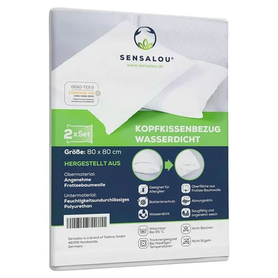 Abbildung von Microfaserkissen Kopfkissenbezug mit Reißverschluss wasserdicht weiß 2 Stück, Sensalou, Set, 2er Set