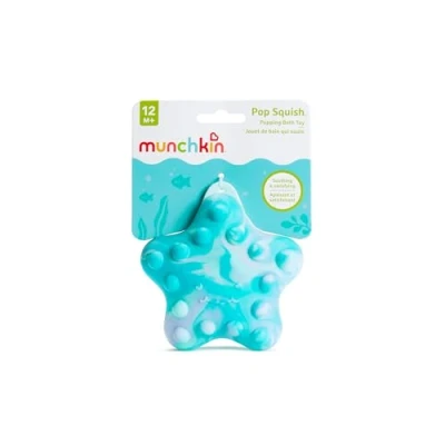 Abbildung von Munchkin® Pop Squish™ Popping Badespielzeug Formfreies quetschbares sensorisches Baby Fidget Spielzeug ohne Löcher, für Kleinkinder und Kinder, Blau