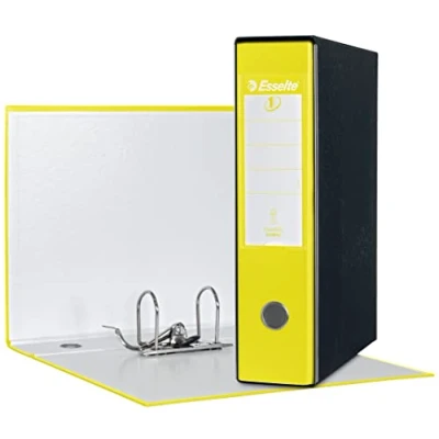 Abbildung von Esselte Eurofile Ordner mit Hebelmechanik und Hülle, Protokoll Format, Karton Kunststoffbeschichtung Dorso 8 cm Giallo Vivida