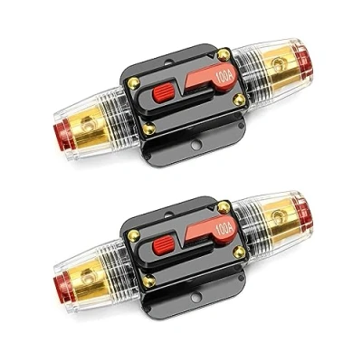 Abbildung von QWORK® 2 Stücke 12 V24 V DC, Sicherungshalter Manuelle Rückstellung, Leistungsschalter mit manueller für Kfz Schutz Stereoschalter zurücksetzen,100A