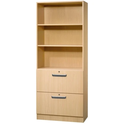 Abbildung von mcbuero.de Regal 5 OH 80x42x200,4cm 2HR Sockelblende Griff SG Buche/Bu