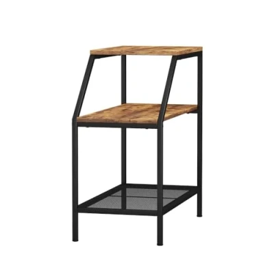 Abbildung von Vicco Anstelltisch Fyrk, Eiche rustikal/Schwarz, 30 x 61.5 cm mit 2 offenen Ablagen