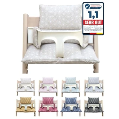 Abbildung von Blausberg Baby Sitzkissen Set ABWASCHBAR kompatibel mit Stokke Tripp Trapp Hochstuhl Materialien Oek Tex Standard zertifiziert Made in Germany (Happy Star Beige ABWASCHBAR)