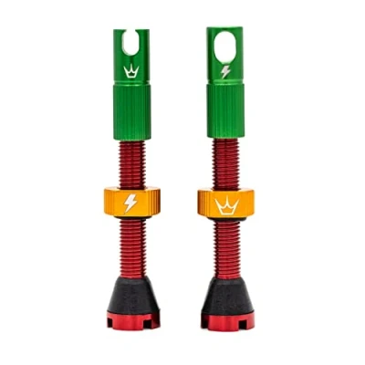 Abbildung von Peaty’s X 50to01 MK2 Tubeless Ventil Presta Integrierter Speichenschlüssel &amp; Ventilkernentfernungskappen, Mountainbike, Rennrad Fahrrad Reifen, Kompatibel einfügen, 7075 Aluminium 42mm Rasta