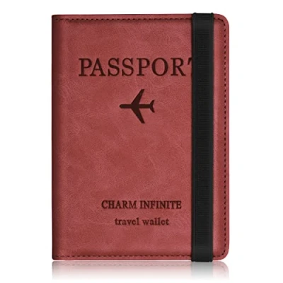 Abbildung von Impfpass Hülle Reisepasshülle, Urlaub Zubehör, Kunstleder Passhülle mit RFID Blocker, Schutzhülle Tasche für Kreditkarten Damen Herren Reisepass, Ausweis und Reisedokumente,Travel Organizer（Rot）
