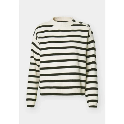 Abbildung von Vero Moda Vmsaba O NECK Button Strickpullover, Damen, Größe: Medium, Birch/black