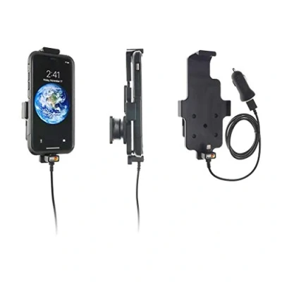 Abbildung von Brodit Gerätehalter 721091 Made IN Sweden mit Ladefunktion für Smartphones Apple iPhone 11, XR, 12, 12 Pro