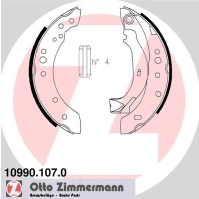 Abbildung von ZIMMERMANN 10990.107.0 Bremsbacken 203 39 mit Hebel, Foto entspricht Lieferumfang CITROËN: C3 I Schrägheck, C2 Pluriel