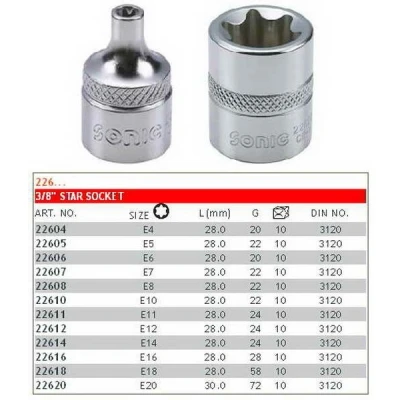 Abbildung von Steckschlüssel 3/8&quot; E TORX SONIC 22604SON