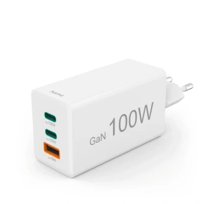 Abbildung von Hama USB Schnellladegerät (USB Ladestecker mehrfach, GaN Charger für Handy, C Ladegerät 100 W, Universal A, Quick Charge 3.0 Ladegerät, Schnelllader Power Delivery, Laptop Netzteil)