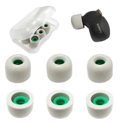 Abbildung von Schaumstoff Ohrstöpsel für Sony WF 1000XM4/WF 1000XM5, Ersatz LinkBuds S/WF C500/WF 1000XM3, Gehäuse, 3 Paar, mittelgrau