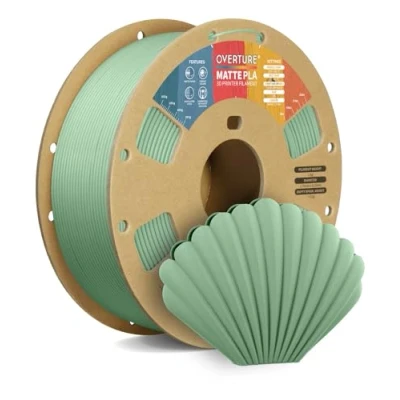 Abbildung von OVERTURE Mattes PLA Filament 1,75 mm, Matte Rolle, 1kg Spule (2,2 lbs), Maßgenauigkeit +/ 0,02 für 3D Drucker (Hellgrün)