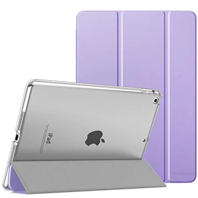 Abbildung von MoKo Schützhülle Kompatibel mit Neu iPad 9. / 8. 7. Generation (2021/2020/2019), Tablethülle Ständer Matt Rückseite Auto Schlaf/Aufwach Funktion für 10,2 Zoll, Taro Lila