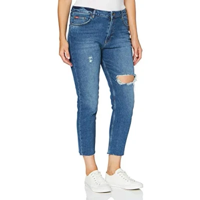 Abbildung von Lee Cooper Damen Holly Cropped Straight Fit Jeans, Blau, W25/L29