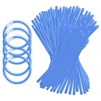 Abbildung von UV Floor 8717662460012 Neon Armband Knicklichter + 100 Verbinder Premium Qualität Leuchtendes Zubehör Neonlicht Party Kostüme, Blau,
