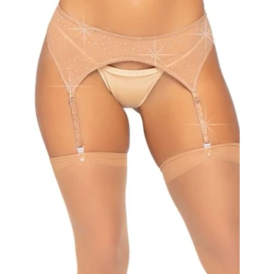 Abbildung von Leg Avenue Strumpfhalter mit Schmucksteinen Beige