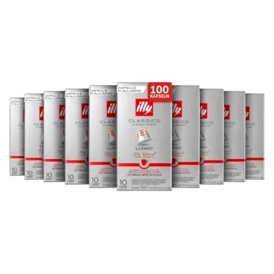 Abbildung von Illy Kaffee Röstung CLASSICO LUNGO in Kompatiblen Nespresso Kapseln 10 Packungen mit je (100 Kapseln)