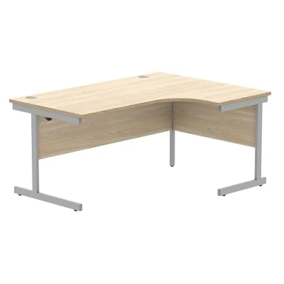 Abbildung von office hippo Robuster Büroschreibtisch, rechter Ecktisch, robust, verlässlich mit Kabelführung, PC Tisch für Büro oder Zuhause, Kanadische Eichenplatte/Silberfarbenes Gestell
