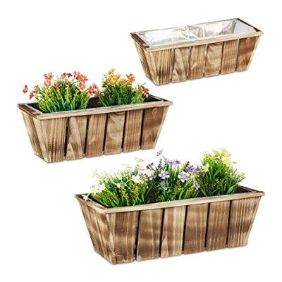 Abbildung von relaxdays Pflanzkübel Blumenkasten Holz 3er Set