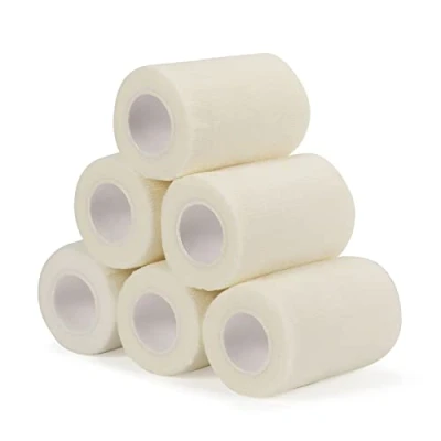 Abbildung von Haftbandage Verband Selbstklebender 7,5cm x 4,5m, 6 Rollen Fixierbinde Selbsthaftend Kohäsive Bandage für Erste Hilfe Dog Tierarztwickelband Sport Elastische Binde Handgelenk, Füße (Weiß)