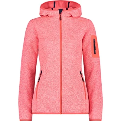 Abbildung von CMP Damen Knit Tech Jacke mit fester Kapuze, Rotes Fluo Weiß, D46
