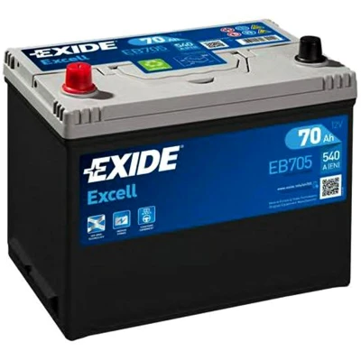 Abbildung von EXIDE EXCELL EB705 Batterie 12V 70Ah 540A Korean B1+B6 TOYOTA: Land Cruiser 40 SUV, 80, BEDFORD: CF Kastenwagen, VOLVO: P1800 Coupe