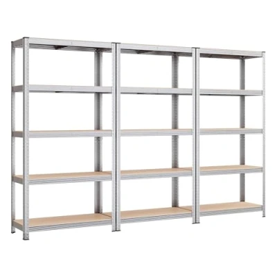 Abbildung von SONGMICS Schwerlastregal, Kellerregal, Lagerregal, 40 x 270 180 cm, Regal mit Stahlgestell, bis 875 kg belastbar, 5 verstellbare Ablagen, silbern GLR040E03