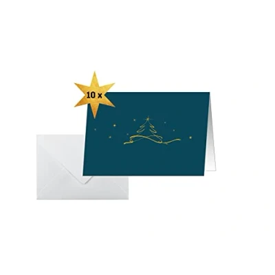 Abbildung von SIGEL DS069 Weihnachts Karten Set mit Umschlag, A6 quer, 10 Stück &quot;Christmas tree&quot;, ideal zum Bedrucken, aus nachhaltigem Papier