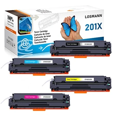 Abbildung von LOSMANN 4X Toner Kompatibel für HP CF400X CF401X CF402X CF403X 201X 201A CF400A Color Laserjet Pro M252dn M252dw M252n M270 Series M274dn M274n MFP M277c6 M277dw M277n