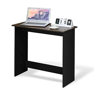 Abbildung von Furinno Simplistic Schreibtisch, Computertisch, PC Tisch, Bürotisch, Holz, Columbia Walnut / Schwarz, 39.4 x 80 75.7 cm