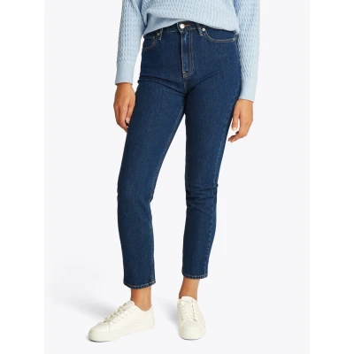 Abbildung von Tommy Hilfiger Slim fit Jeans &quot;Slim Cigarette High Waist&quot;, mit Logo Badge, in blauer Waschung