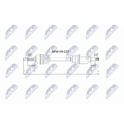 Abbildung von NTY NPW FR 027 Antriebswelle Vorderachse links 645 FORD: FIESTA 6, Fusion Kombi, 5