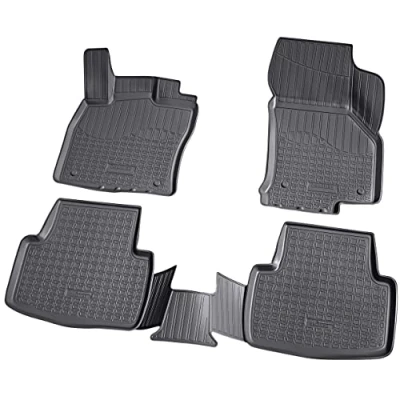 Abbildung von Recambo 3D Gummi Fußmatten kompatibel für VW Golf Sportsvan ab BJ 2014&gt; Auto Gummimatten Passgenau mit Rand schwarz